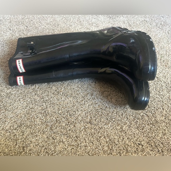 Hunter Glossy Black Waterproof Boot Unisex Men's Size 9 Women's 10 Original Tall - Picture 3 of 11